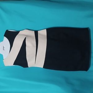 ELENE CASSIS Women's Black & White Sleeveless Dress. Size 14.